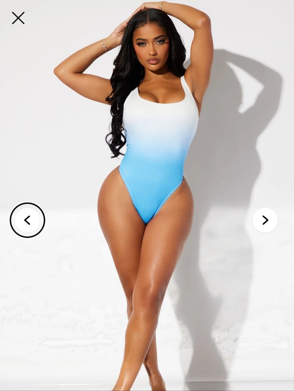 Nova Swimm Lillian Ombre 1 Piece Swimsuit - White/Blue Size Small NWT